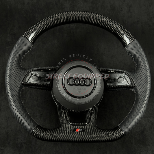 Audi Custom Carbon Steering Wheel - V2 Round Airbag (OEM Style & Thickness)